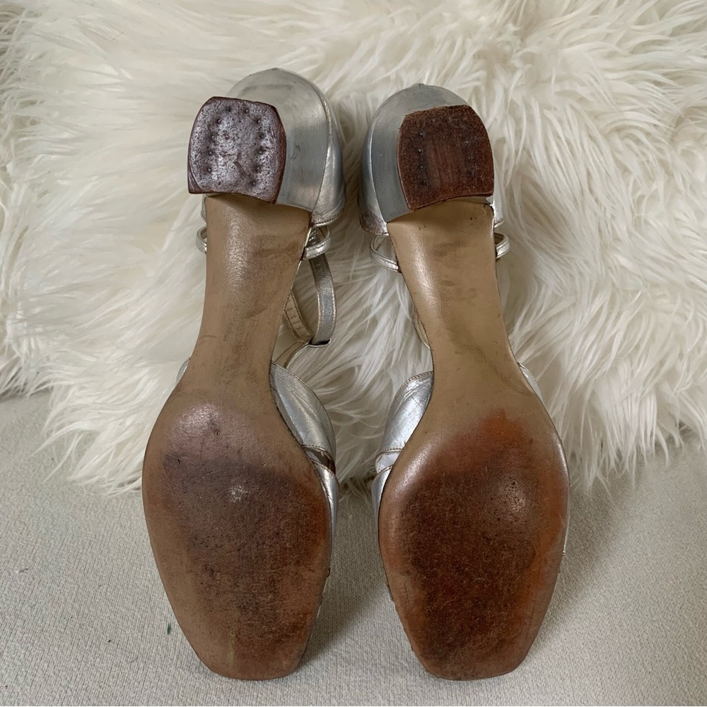 Antique 1920s Silver Leather T-Strap Art Deco Heels - Picture 11 of 16